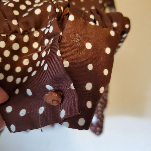 Vintage Lady Arrow 70s Brown Print blouse medium - Picture 7 of 11